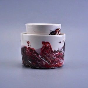 Engraving round ceramic scented candle jar home decor