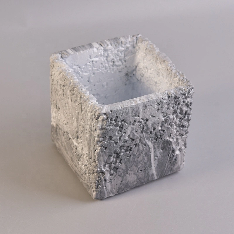 Custom concrete candle holder square candle jar wholesales