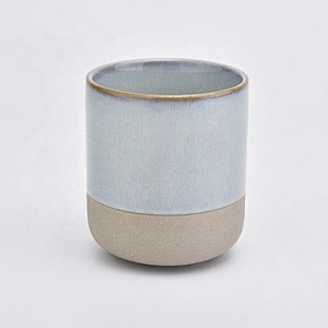 12 oz ceramic candle holder, reactive glazed candle vessel