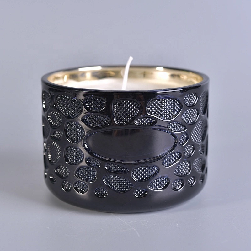 Sunny patent design Luxury modern black glass jars candle