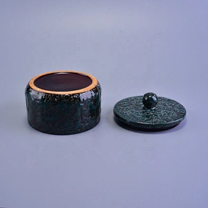 Frosted ceramic candle container round candle jar with lid home decor