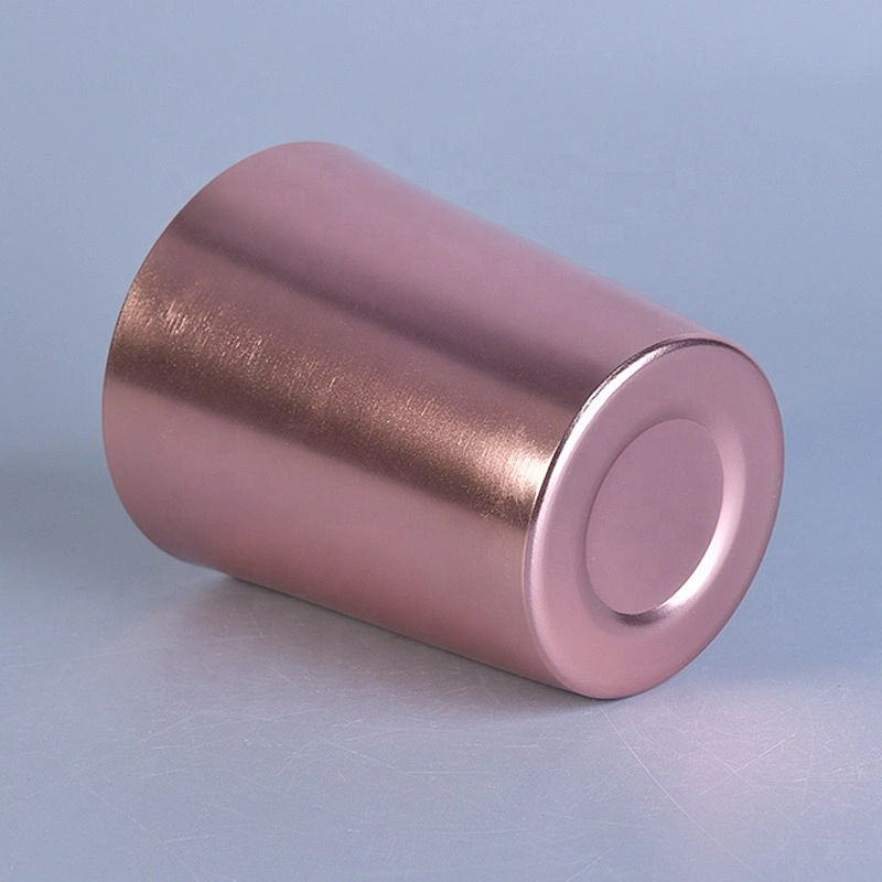 Aluminum Cylinder Pink Metal Candle Jars Metal Container for Wedding Decor in bulk