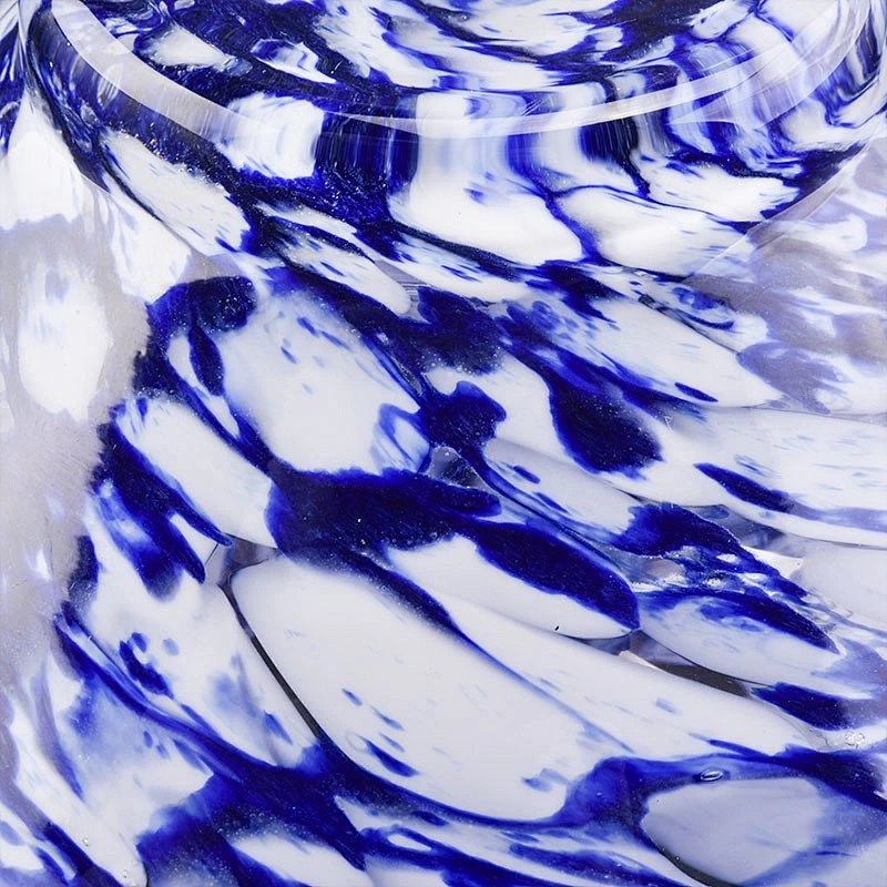 white and blue color mixed glass jar container luxury candle vessel