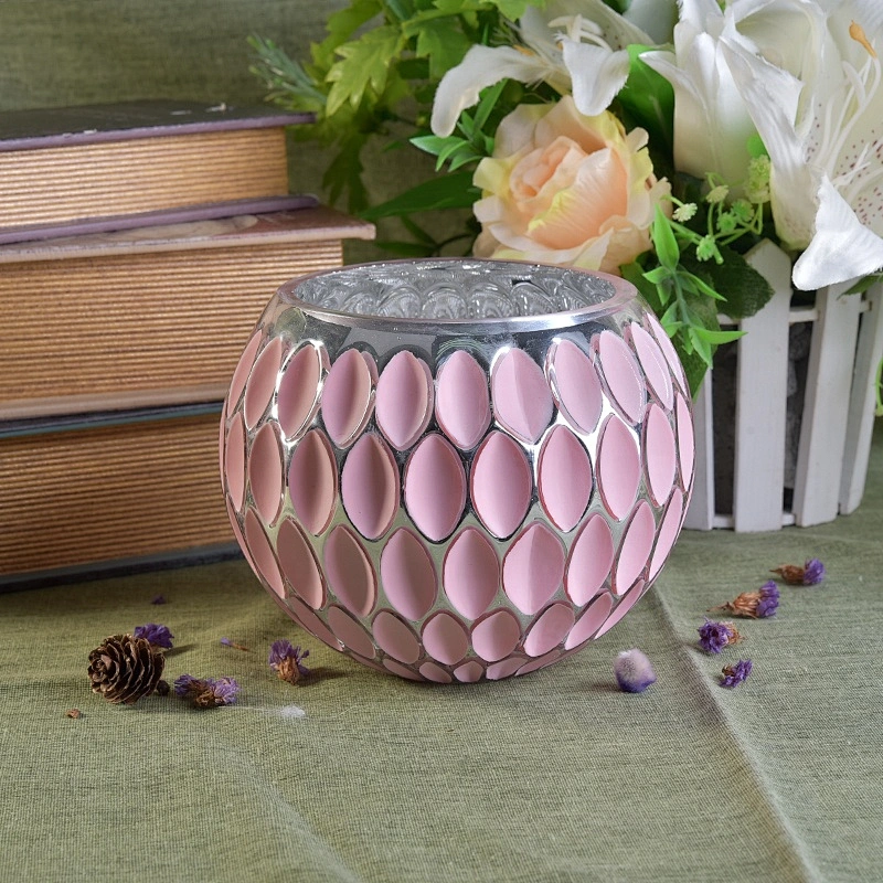 Personalized Glass candle glass jar dome pink