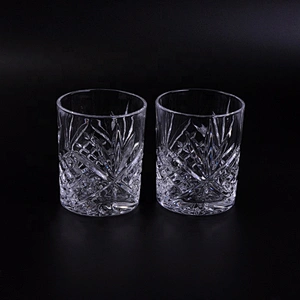 Clear leaves engraved glass candle holders wholesale for home decoration