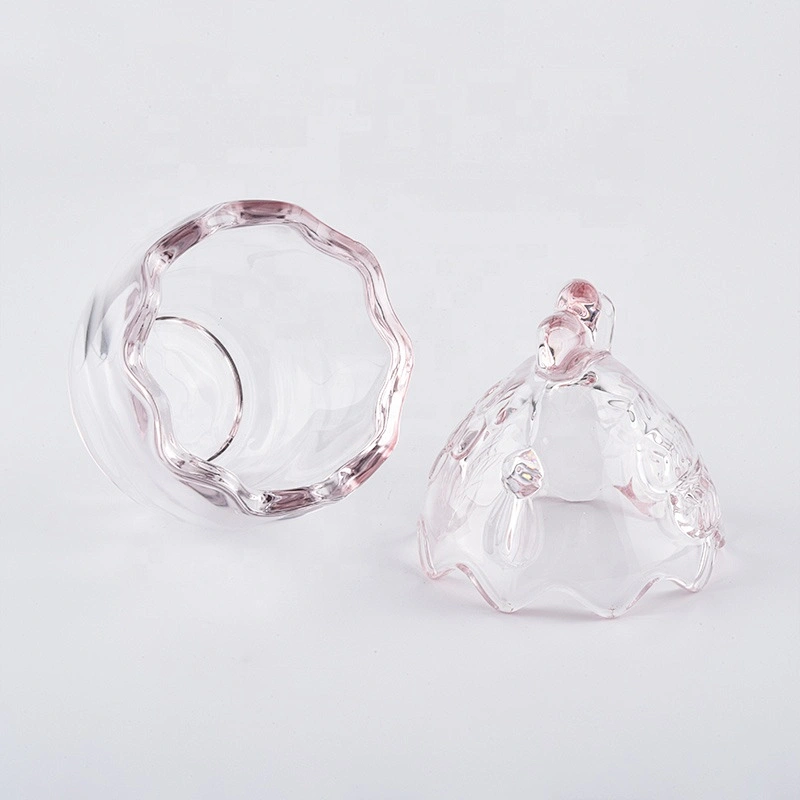 egg design pink colored glass candle jars