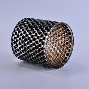 Wholesales mercury luxury black glass candle holder