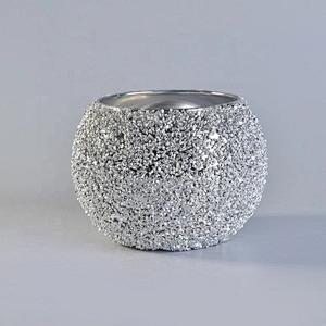 Silver Sandy Glass Ball Glass Candle Holders Home Decoration