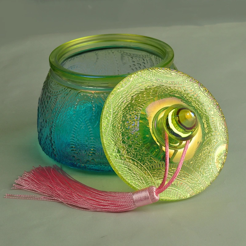 Unique patent design luxury glass candle holders with lid