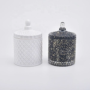 10oz Solid White Glass Candle Jars with Lids Home Decor Wholesales