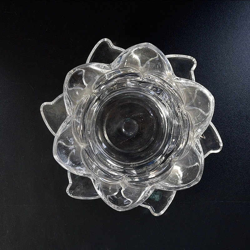 Crystal flower-shaped scented jars for candle embossed glass candle vessel home decoration