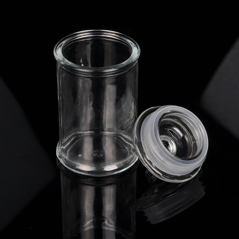 glass candle jar with glass lid 360ml home decoration