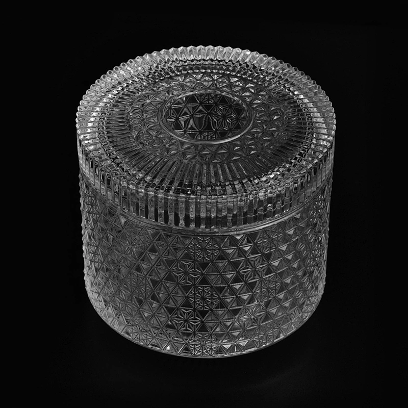Supplier tealight empty decorative luxury candle glass jar with lids 10oz 12oz 14oz