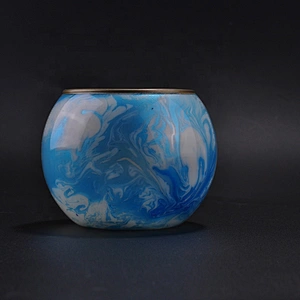 Ball glass candle jars with gold rim blue purple home decoration wholesales
