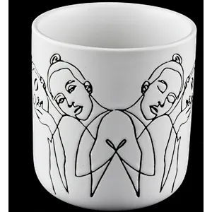10oz matte white ceramic candle jars with engraving designs