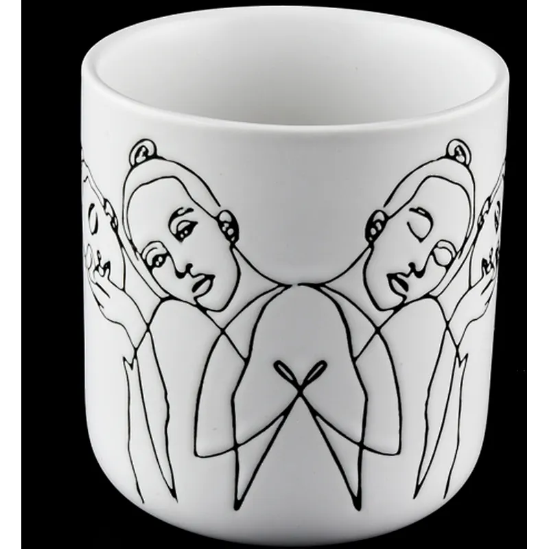 10oz matte white ceramic candle jars with engraving designs