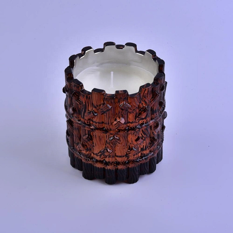 Luxury decorative empty amber tree Glass candle containers