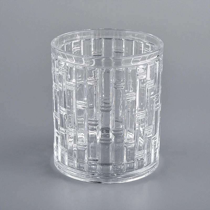 Clear glass candle holder, textured glass candle vessels