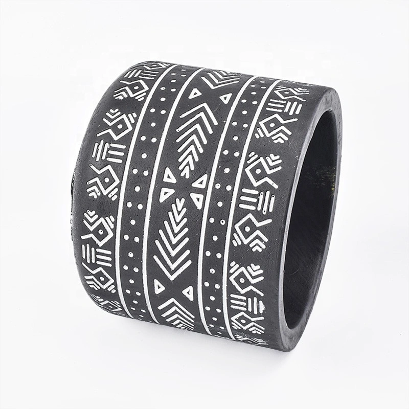 Wholesale cylinder black concrete candle vessel party decoration