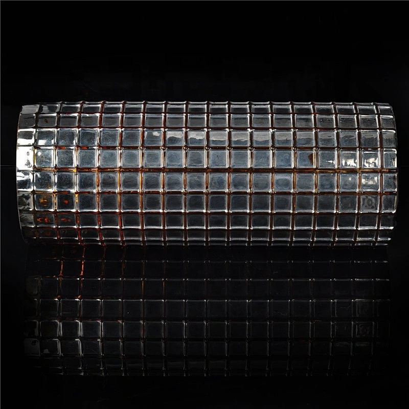 Grid pillar glass candle holders gold home decoration wholesale
