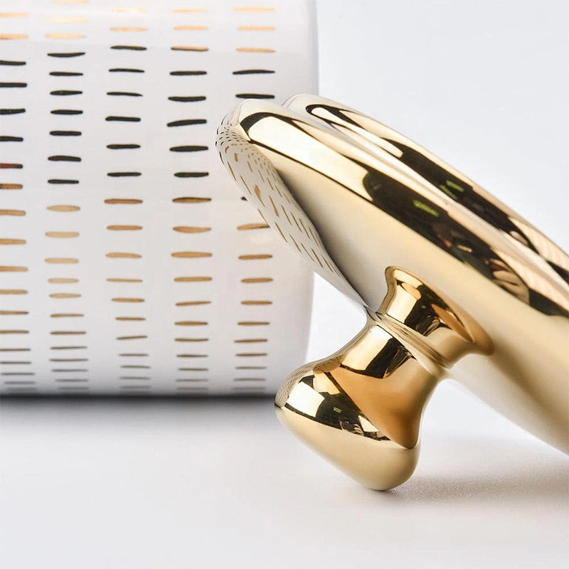 Wholesales luxury custom ceramic tea light candle holder with gold lid