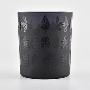 Sunny black frost glass candle holders for candle making 10oz 20oz
