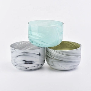Marble painted glass candle  holders  560ml multi colors home decoration