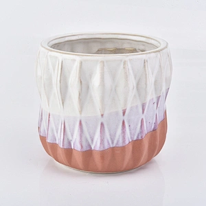 600ml Frosted ceramic candle container embossed candle holder home decor