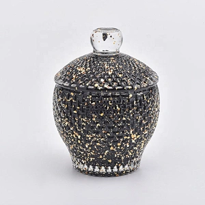 Black Glass Candle Jar Candles Holder with Lid for Decor