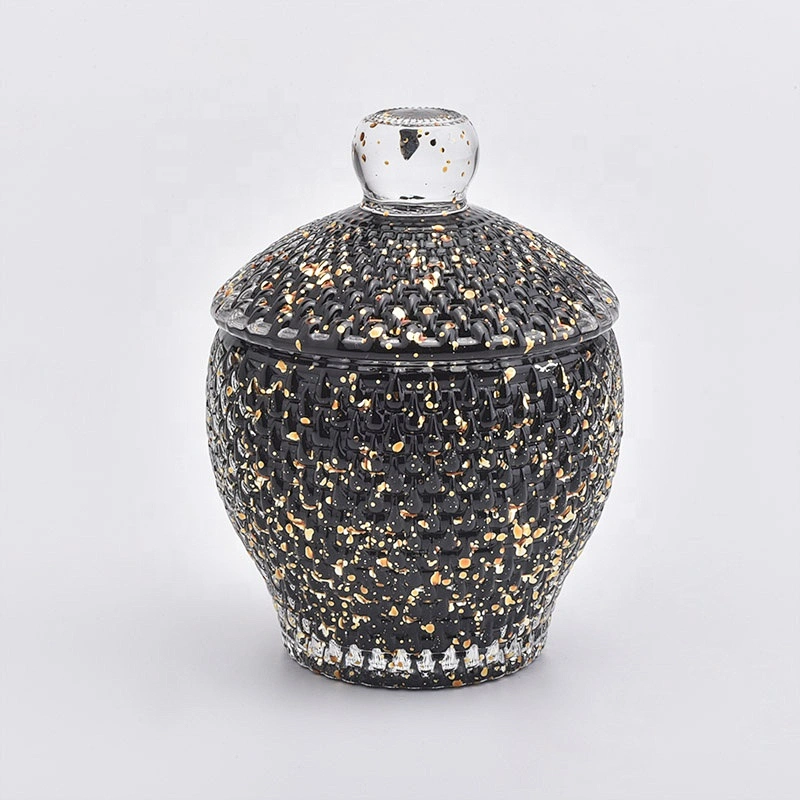 Black Glass Candle Jar Candles Holder with Lid for Decor