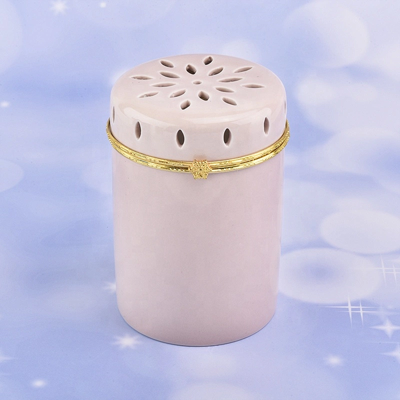 Cylinder ceramic votive candle jars customized candle holders with lid home decor wholesale