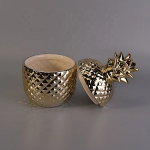 Pineapple luxury decorative ceramic candle jar with lid wholesale