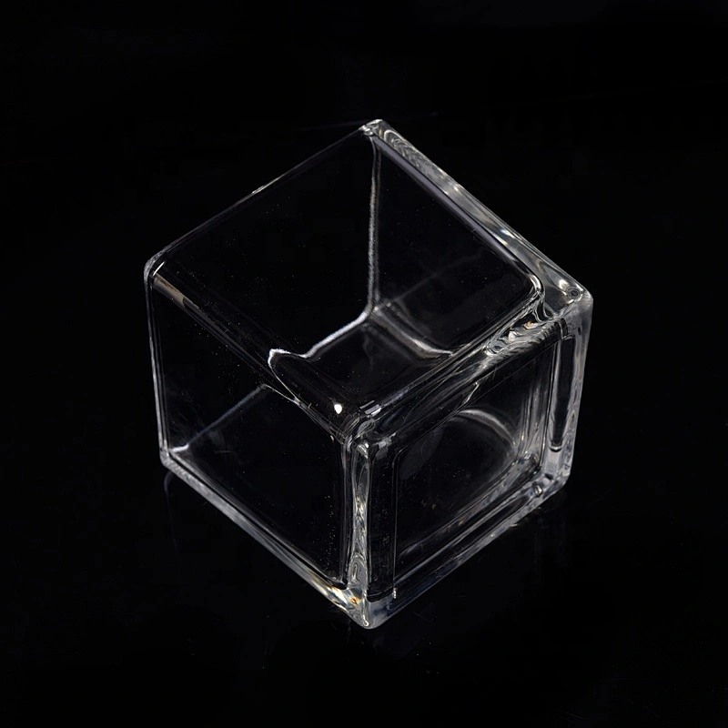 Wholesales Clear Square Glass Candle Jars Home Decoration