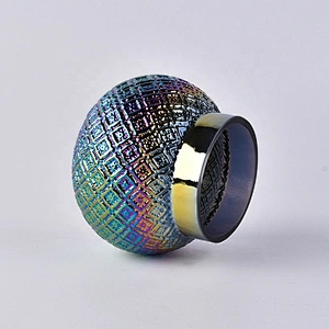 Luxury electroplating bowl candle container votive glass lid candle holder home decor factory