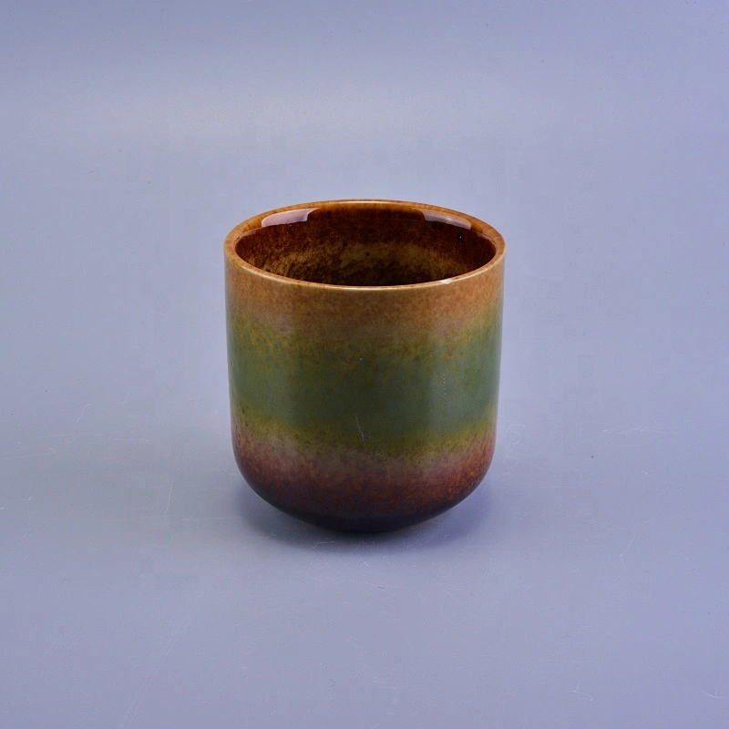 Customized ceramic candle containers iridescent scented candle holders 400ml