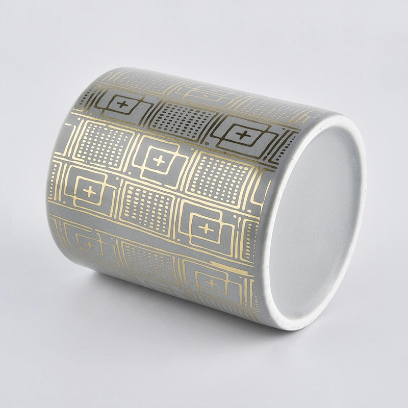 Sunny design Luxury grey empty ceramic candle vessel 10oz 20oz