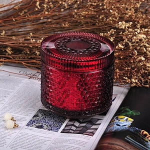 Wholesales tealight snow design colorful luxury candle glass jar with lids