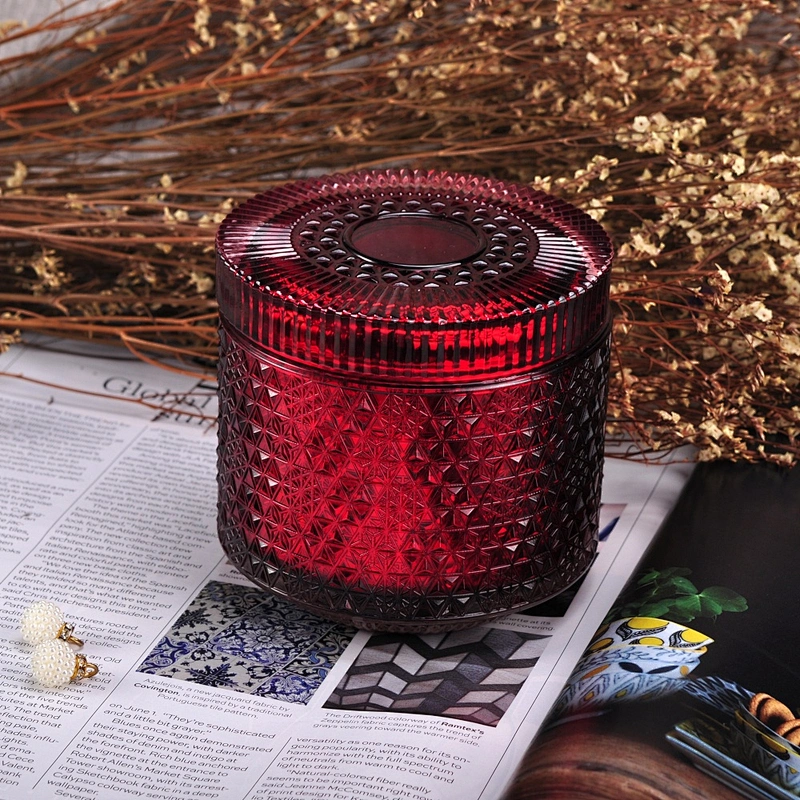 Wholesales tealight snow design colorful luxury candle glass jar with lids