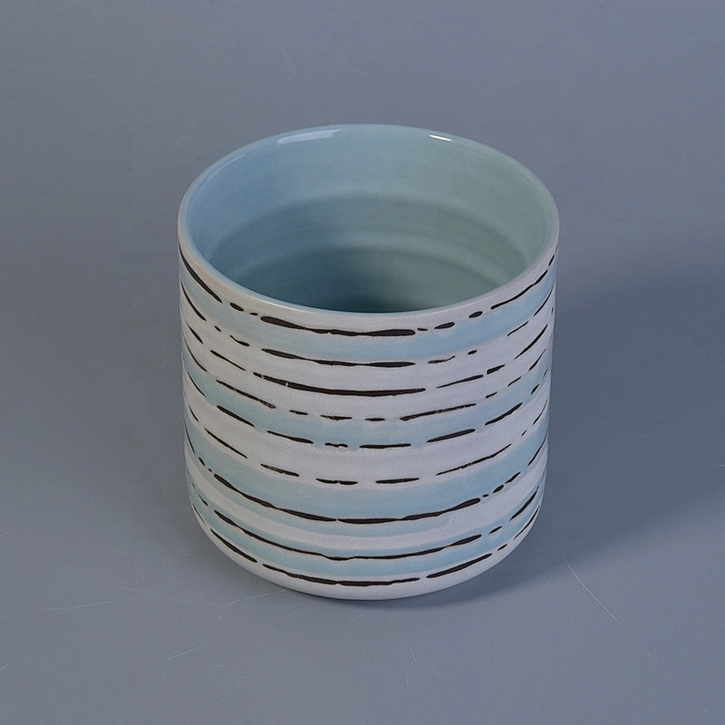 Empty hand painting ceramic candle containers votive candle holders home decoration factory