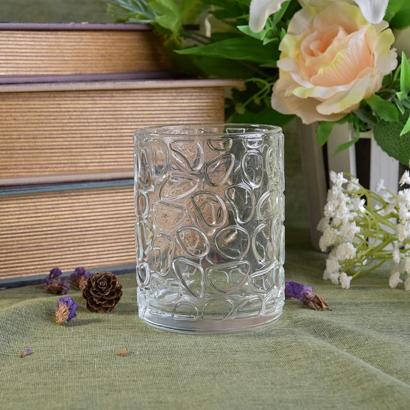 Clear Glass Candle cup fingerprint pattern candle container home Decor