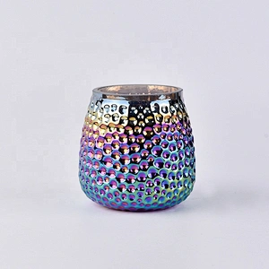 Antique round fingerprint pattern candle holder votive glass candle vessel home decor in bulk