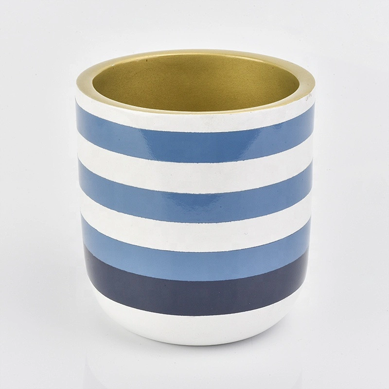 Round customized ceramic candle jar electroplating votive candle holders party decor