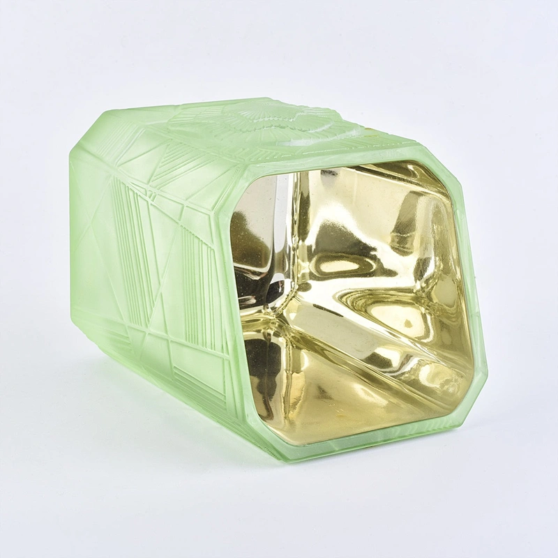 Sunny Wholesales custom green square Glass candle jar 10oz 12oz