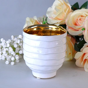 Wholesales wave pattern ceramic candle jars home decoration