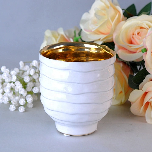 Wholesales wave pattern ceramic candle jars home decoration