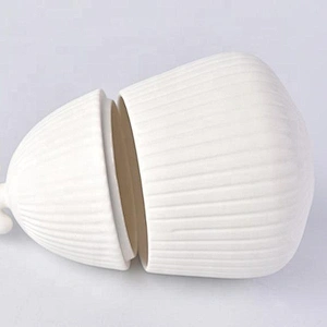 Matte White Stripes Ceramic Candle Holder with Lid Home Decoration Pieces