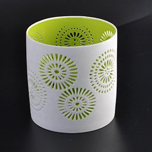 Cylinder White frosted tealight ceramic candle jars