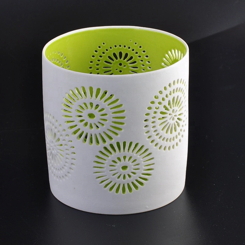 Cylinder White frosted tealight ceramic candle jars