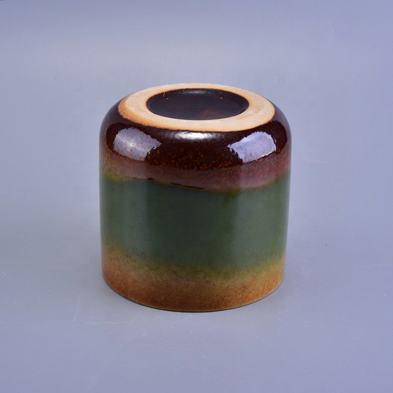 Cylinder ceramic iridescent candle jars wholesales