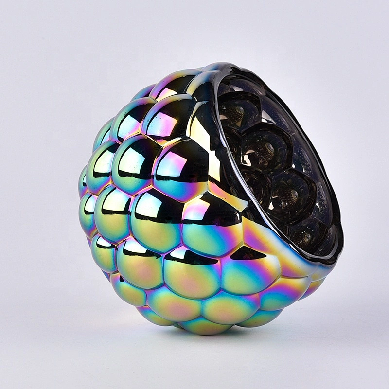 Luxury bubble pattern electroplating tea light candle container home decor suppliers